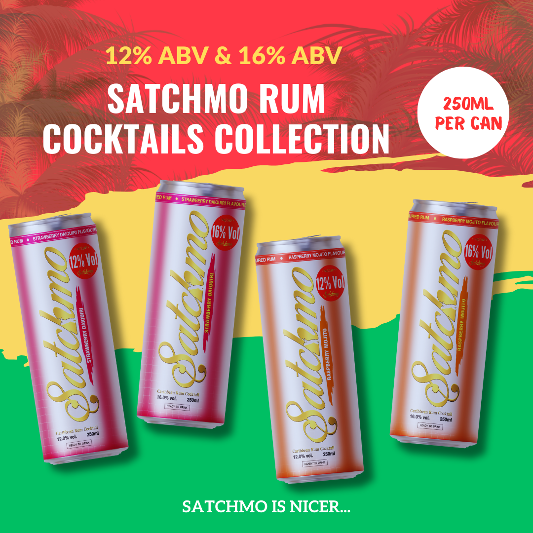 Satchmo Raspberry Mojito Rum Cocktail, 16% ABV, Premium  Bar Quality Cocktails, Ready To Drink , 12 x 250ml Cans